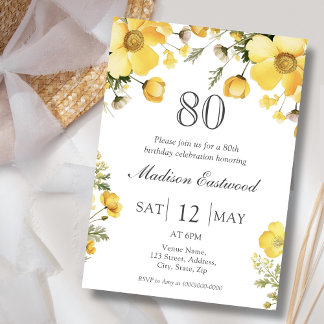 Gelbe Flora 80. Geburtstagsfeier Einladung