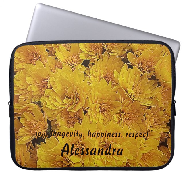 Gelbe Flora Fall Chrysantemus Foto Laptopschutzhülle (Vorderseite)