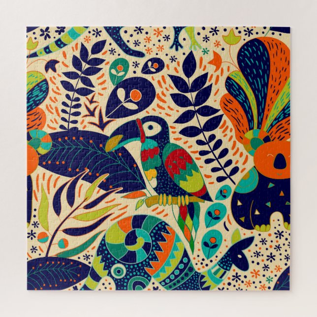 Gelbe Flora: Helles tropisches Tapete Puzzle (Vertikal)