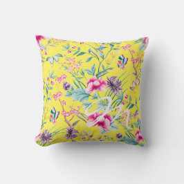 Gelbe Flora und Butterfly Monogram Kissen Kissen