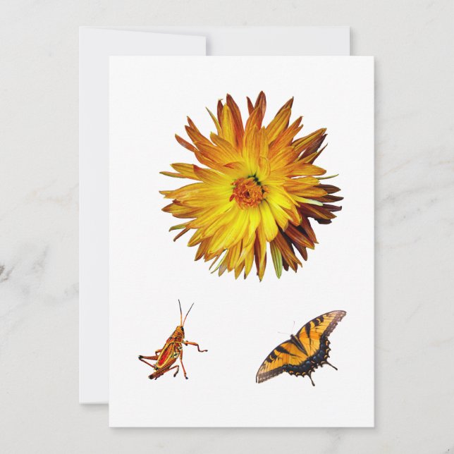 Gelbe Flora und Fauna Einladung (Vorderseite)