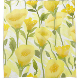 Gelbe floral Aquarellmalerei Duschvorhang