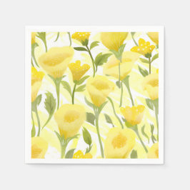 Gelbe floral Aquarellmalerei Serviette