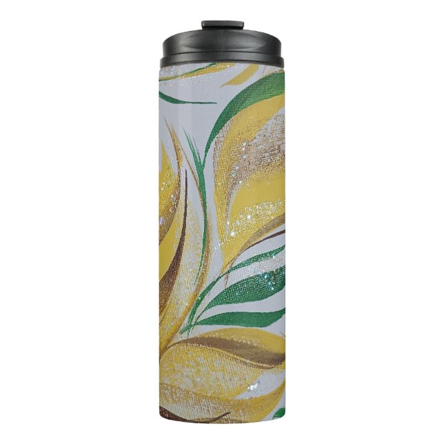 Gelbe Floral Tumbler Thermosbecher (Vorderseite)