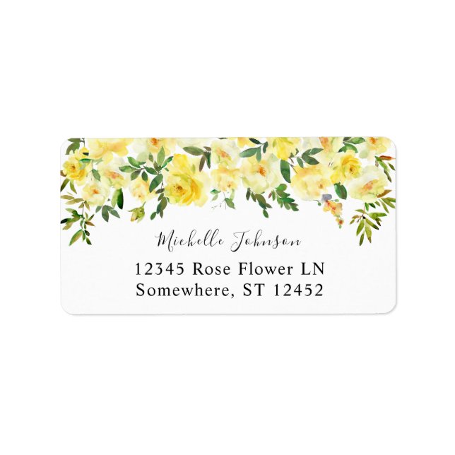 Gelbe florale 2 Rücksendeadresse Adressaufkleber (Vorne)