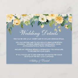 Gelbe florale Dusty Blue Wedding Card Postkarte