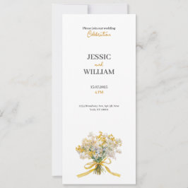 Gelbe florale goldene elegante Hochzeits-Einladung Einladung