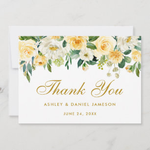 Gelbe Florale Goldene Hochzeits-Dankeschön Dankeskarte