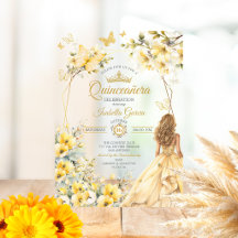 Gelbe Florale Goldene Tiara Schmetterlinge Quincea