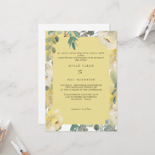 Gelbe Florale Hochzeit beider Eltern Einladung