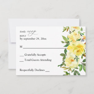 Gelbe Florale Keine-Mahlzeit-RSVP-Karte RSVP Karte