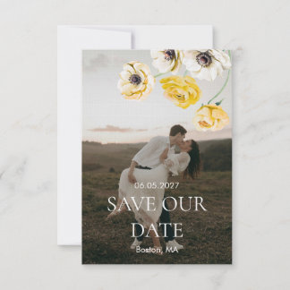 Gelbe Florale Minimalistische Hochzeit Save the Da Date