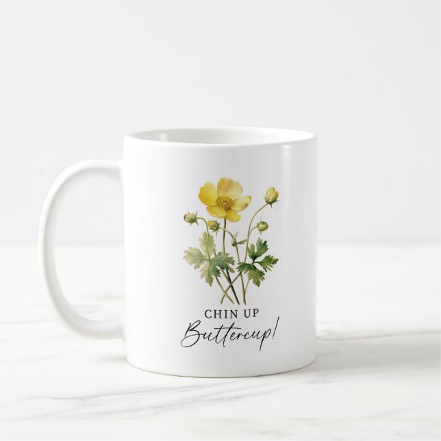 Gelbe florale Monografie des Butterchups Kaffeetasse (Links)