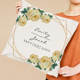 Gelbe florale Wed Eleganter Gold Glitzer Geometris Kissen