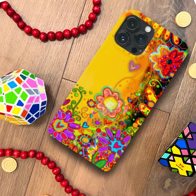 Gelbe florale Whimsistierende Inspirivity Personal Case-Mate iPhone Hülle (Von Creator hochgeladen)
