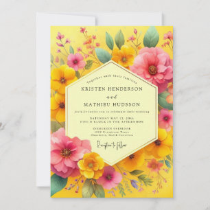 Gelbe Florale Whimsy-Hochzeit Einladung