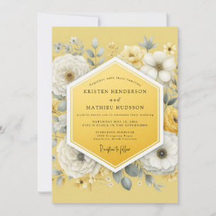 Gelbe Florale Whimsy-Hochzeit Einladung