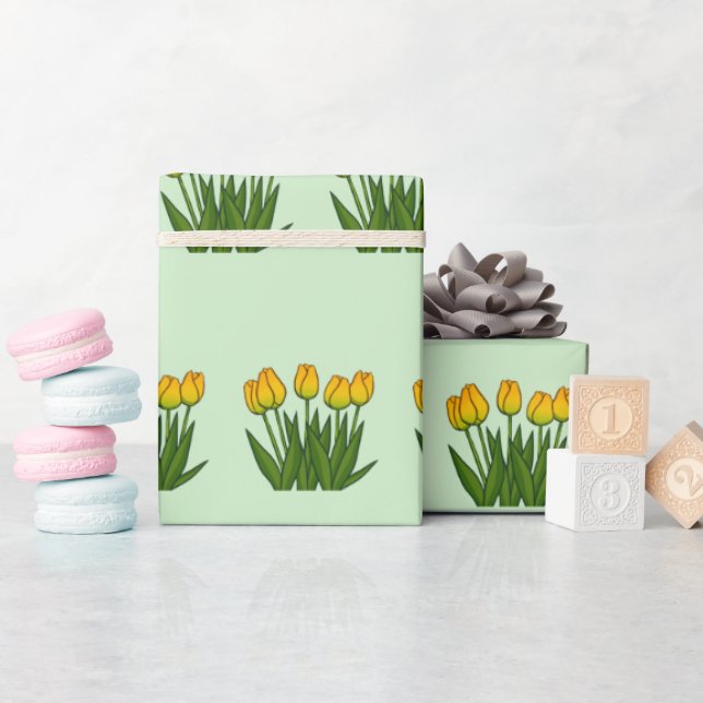 Gelbe florale Zwillinge im Blut Geschenkpapier (Babyparty)