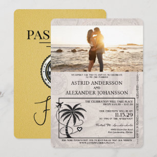 Gelbe Florida-Reisepass-Hochzeitseinladung Einladung