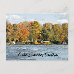 Gelbe Floss-Flugzeug-Postkarte Postkarte