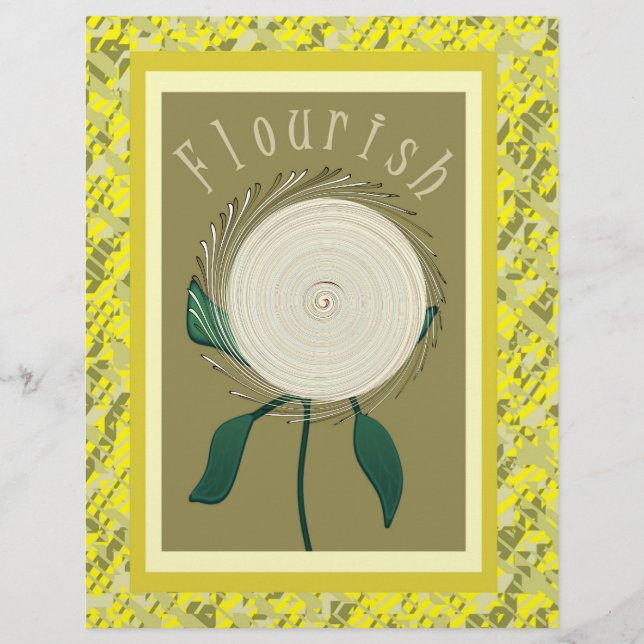 Gelbe Flourish-Blumen-Massen Scrapbook-Papier-Seit Flyer (Vorne)