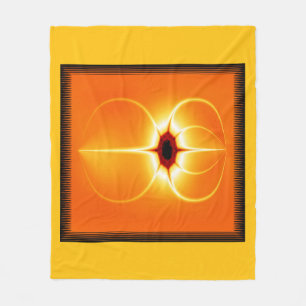 Gelbe Fraktale mit orangem Hintergrund Fleecedecke
