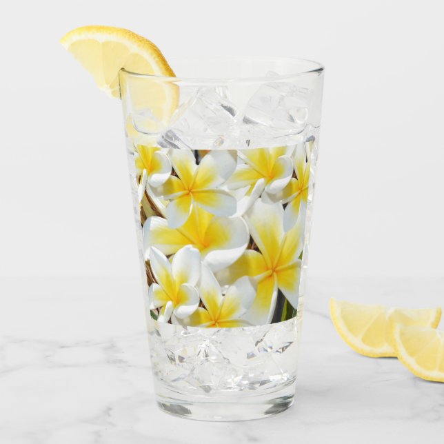 Gelbe Frangipani Bouquet, Trinkglas Glas (Vorderseite Ice)