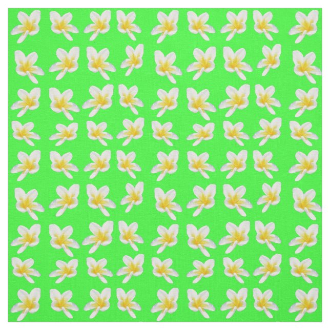 Gelbe Frangipanis auf Grün, Stoff (Muster)