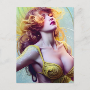 Gelbe Frau Postkarte