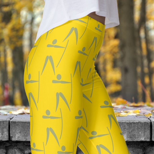 Gelbe Frauen Bogenmuster Leggings (Womens Archery on School Bus Yellow Leggings)