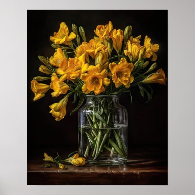 Gelbe Freesia Blume Art Print Poster (Vorne)