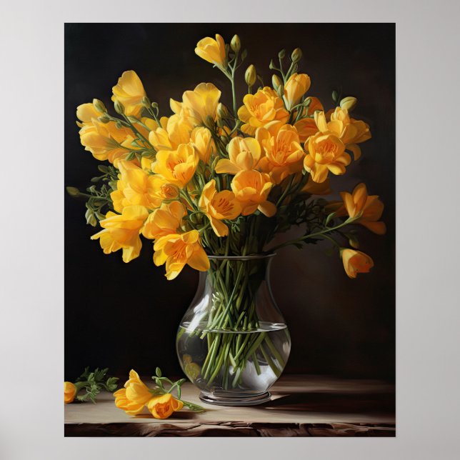 Gelbe Freesia Blume Art Print Poster (Vorne)