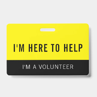 Gelbe Freiwillige hier, um Abzeichen zu helfen Ausweis