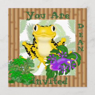 GELBE FROG MIT LIZARD NIEDLICH Kids Einladung
