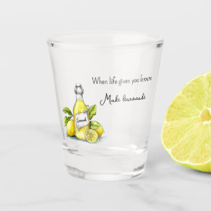 Gelbe Frucht Zitronen Machen Limonade Schnapsglas