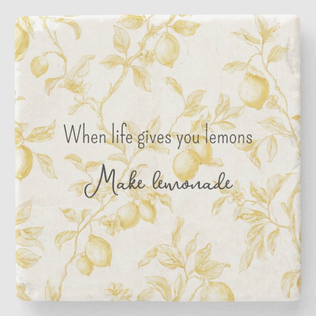 Gelbe Frucht Zitronen Machen Limonade Steinuntersetzer (Vorderseite)