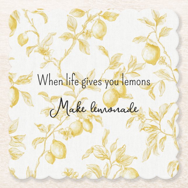 Gelbe Frucht Zitronen Machen Limonade Untersetzer (Vorderseite)