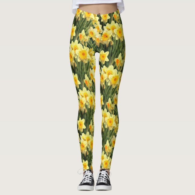 Gelbe Frühlings-Narzissen Leggings (Vorderseite)