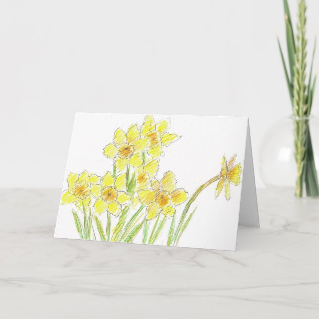 Gelbe Frühlings-Narzissenwatercolor-Blume Notecard Karte (Vorderseite)