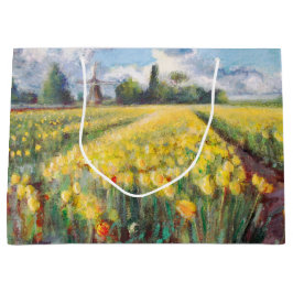 Gelbe Frühlings-Tulpe-Blumen-Impressionismus-Kunst Große Geschenktüte