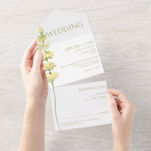 Gelbe Frühlings-Wildblumen-Hochzeit  All In One Einladung