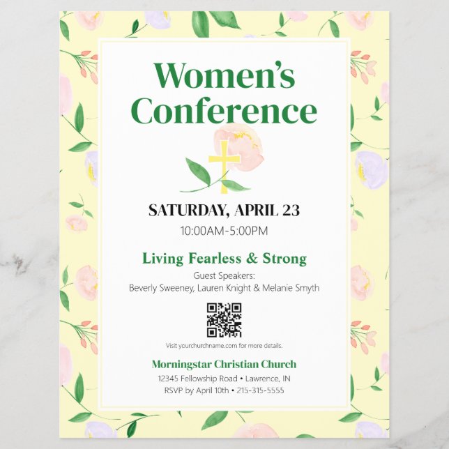 Gelbe Frühlingsblumen-Frauenkonferenz Flyer (Vorne)