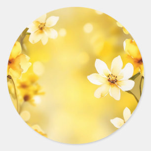 Gelbe Frühlingsblumen mit weichem Wasser Runder Aufkleber