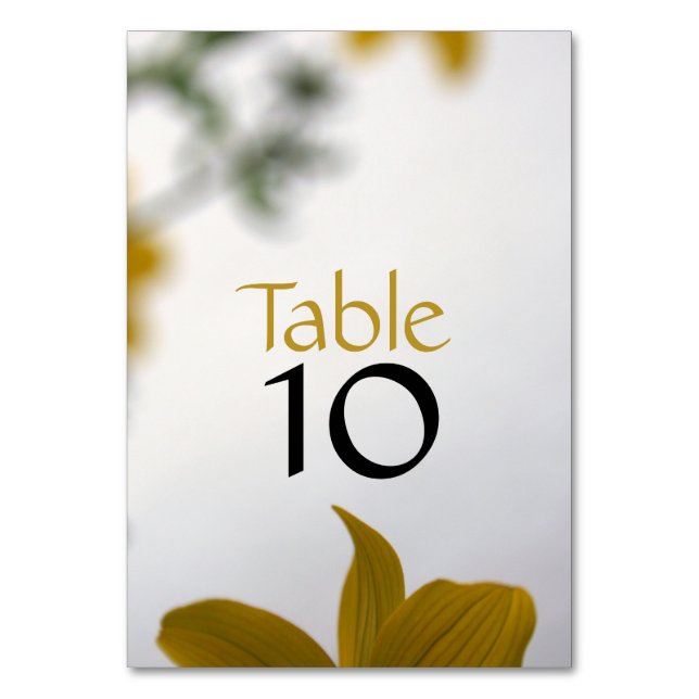 Gelbe Frühlingsblumen mit Zahl zum Anpassen von 2 Tischnummer (Vorderseite)