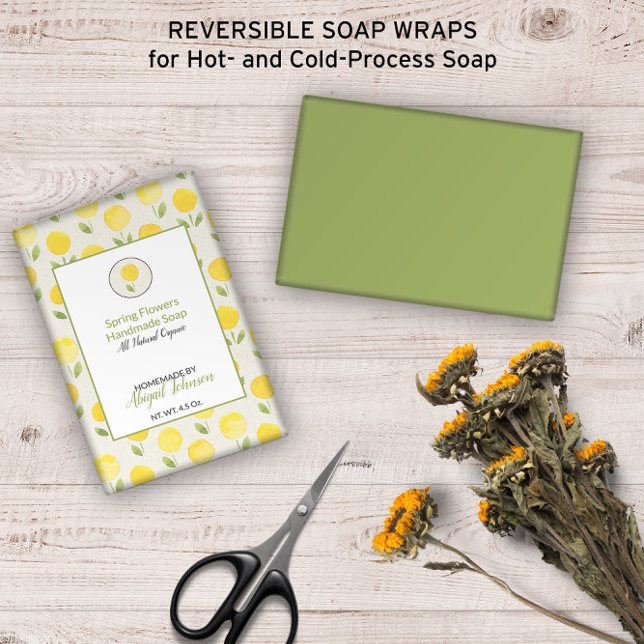 Gelbe Frühlingsblumen 💛 💐 Seifenwraps (Watercolor Yellow Spring Flowers 💛💐 Soap Wraps ➡No Minimum Orders; Customize On Screen Now
)