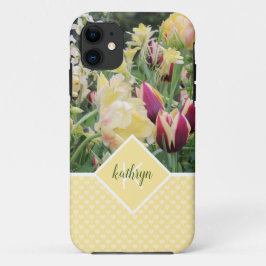 Gelbe Frühlingsblumen und Personalisierte Herzen Case-Mate iPhone Hülle
