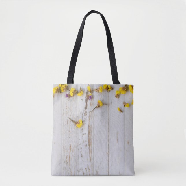 Gelbe Frühlingsblumen, weiße Putz. (Vorderseite)