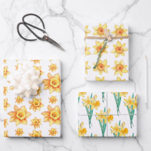Gelbe Frühlingsdrossel Rustikale Flora Geschenkpapier Set