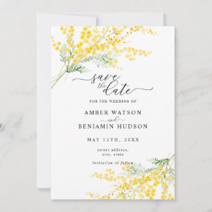 Gelbe Frühlingsmimosa florale Hochzeit retten das  Einladung