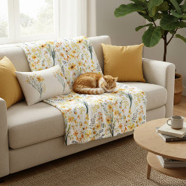 Gelbe Frühlingssonne - Wildblumen Fleecedecke